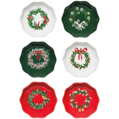 6 styles of wreath pinch bowls arranged on a white background.