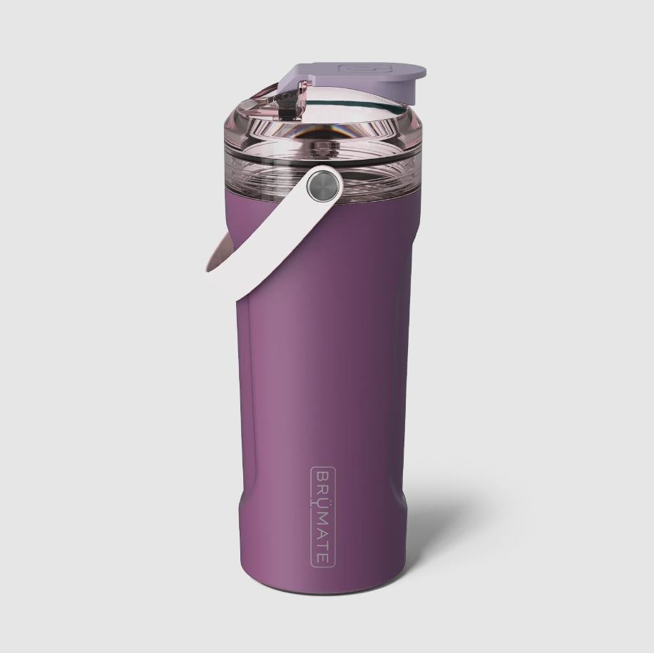 Brumate Vineyard multishaker with dark purple top and light purple handle