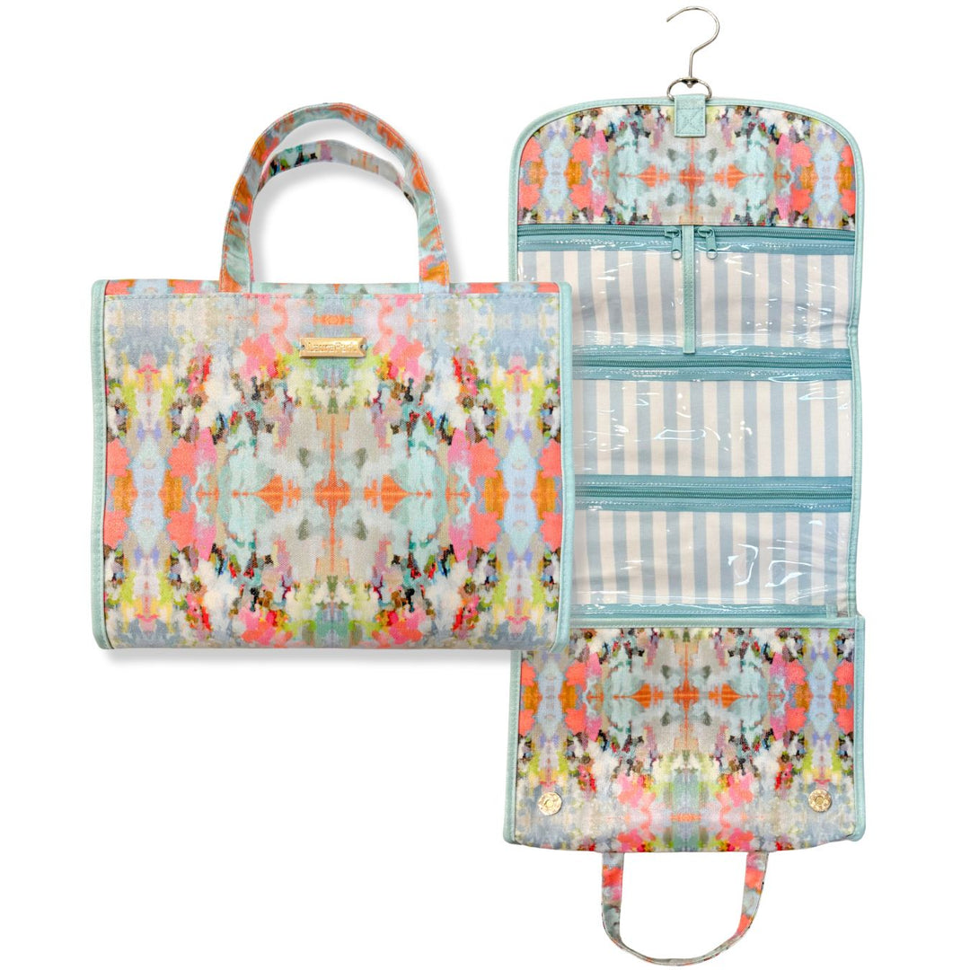 travel case folded up next to the hanging version