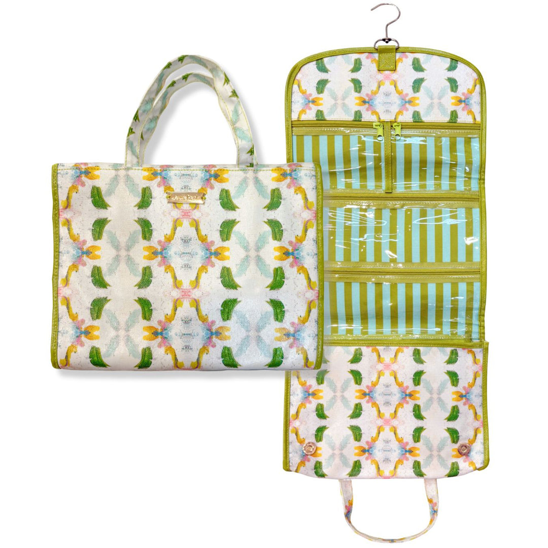 travel case folded up next to the hanging version