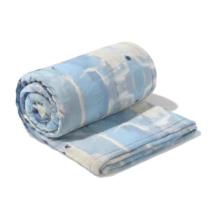 ocean breeze fleece blanket folded and shown on a white background