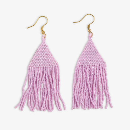 lavender  Beaded Fringe Earrings