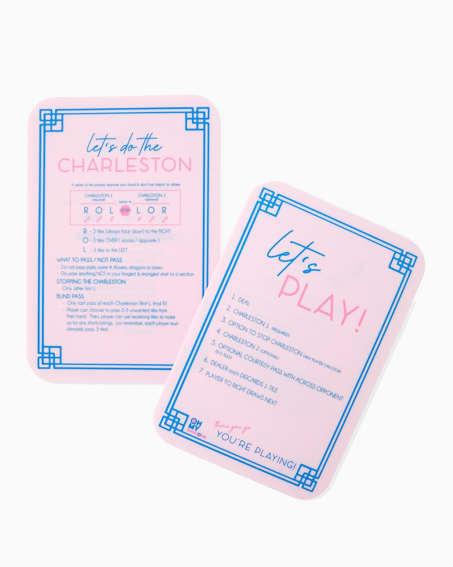 front side of light pink shuffler cards