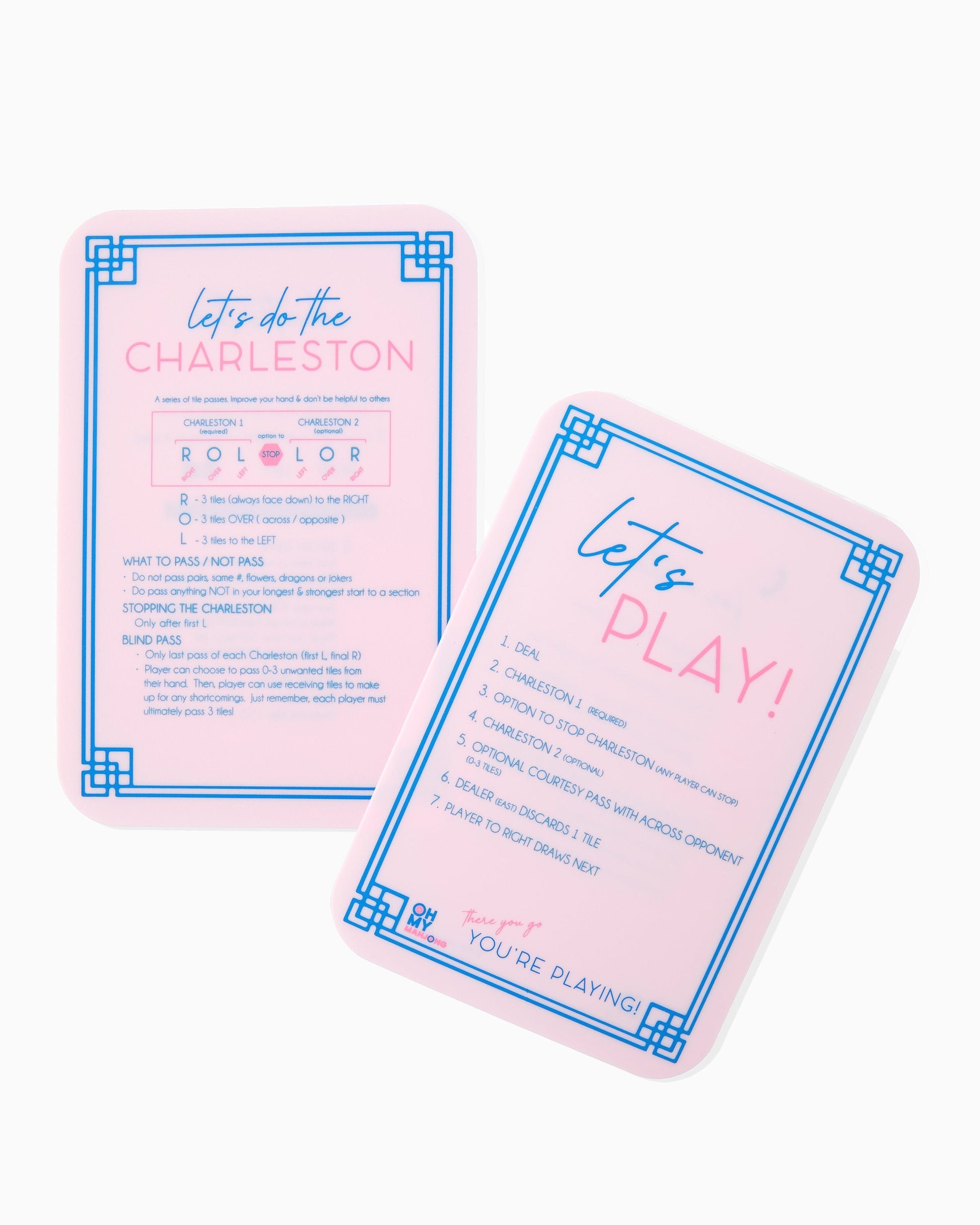 front side of light pink shuffler cards