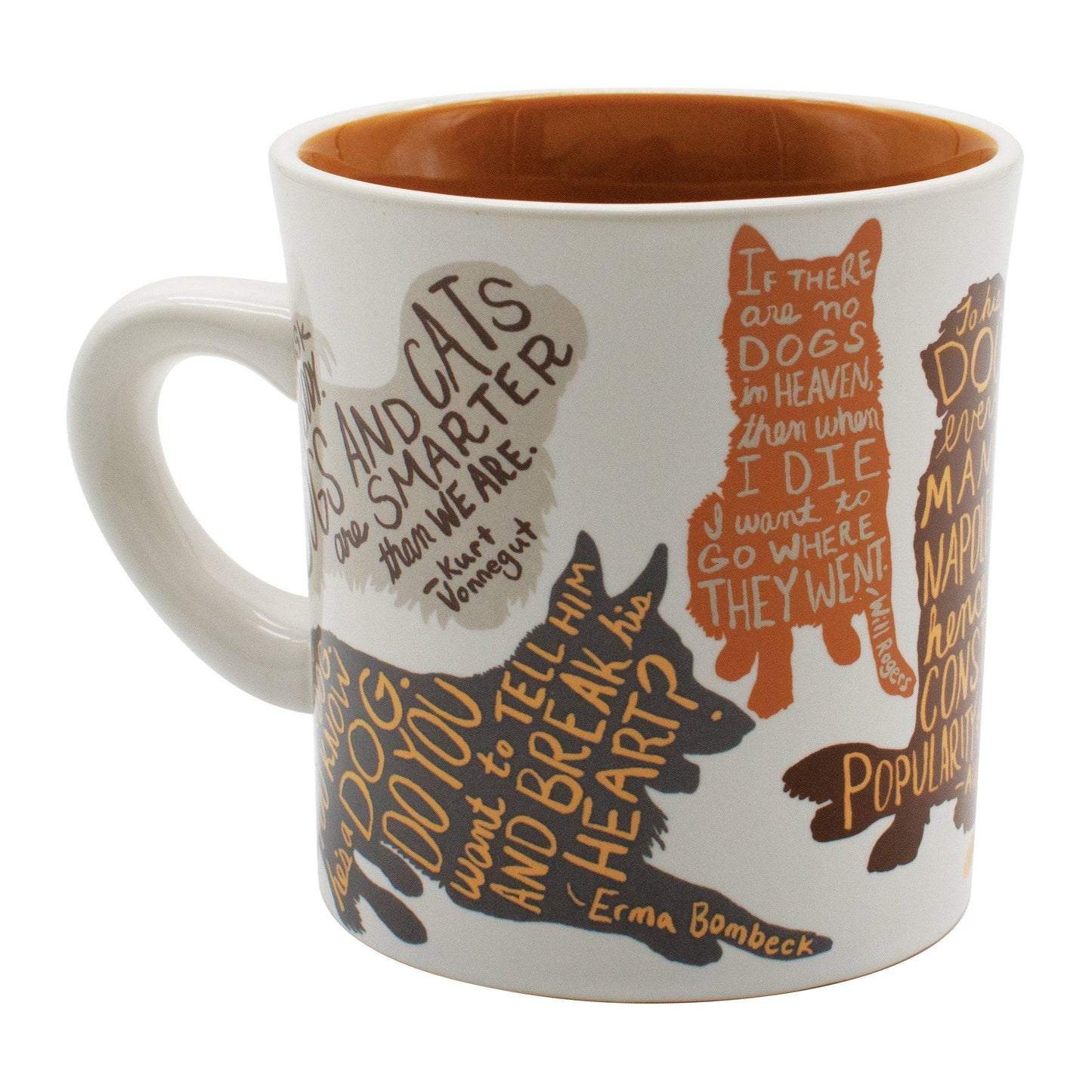 literary dog mug with images of dogs and quotes about dogs