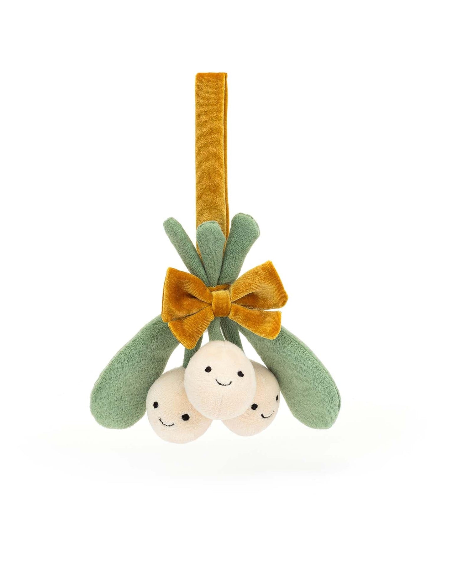 front view of Amuseables smiling mistletoe plush