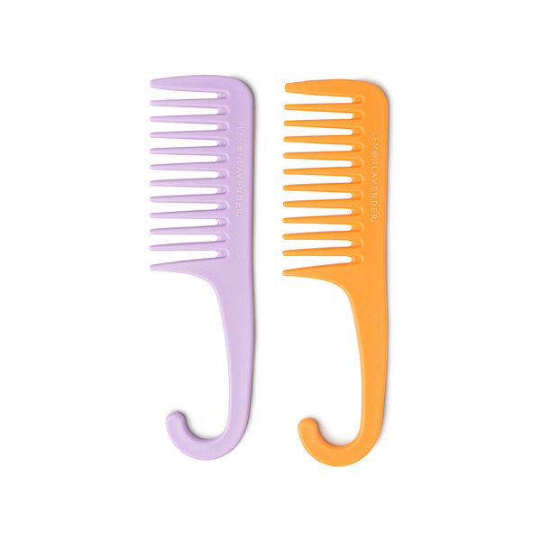 purple and orange  Knot Today Detangling Shower Combs displayed against a white