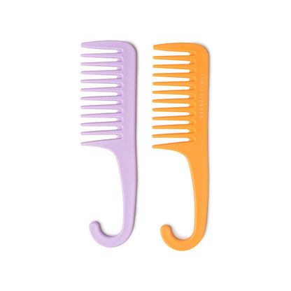 purple and orange  Knot Today Detangling Shower Combs displayed against a white