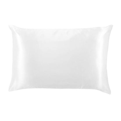 white Bye Bye Bedhead Silky Satin Standard Pillowcase against a white background