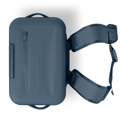 top view of nightfall blue 24 can backpack cooler