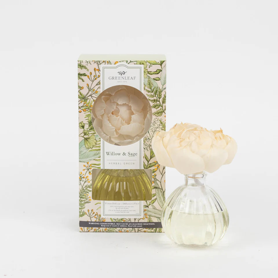  Willow & Sage Flower Diffuser set next to its box packaging.