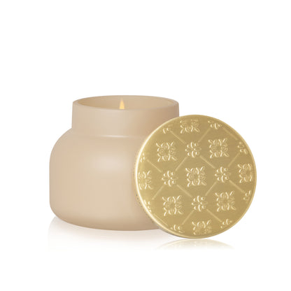 Coconut Santal Artisan Terrazza Velluto Signature Candle with lid in front