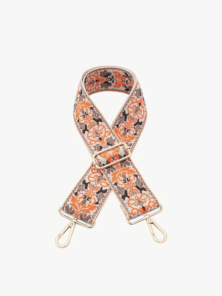 boho vie brown and orange guitar strap.