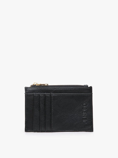 black Sia Card Holder Wallet on a white background.