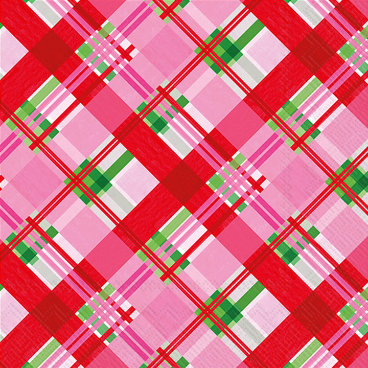Pink Plaid luncheon sized Paper Napkins