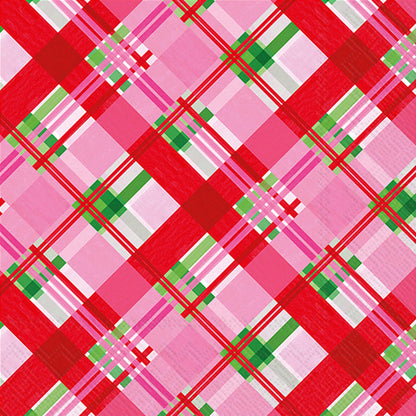 Pink Plaid luncheon sized Paper Napkins