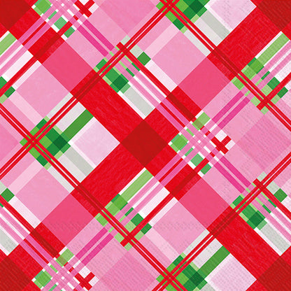Pink Plaid beverage Paper Napkins