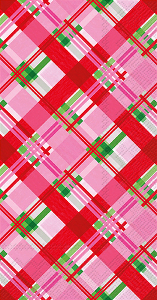 long rectangle Pink Plaid Paper Napkins