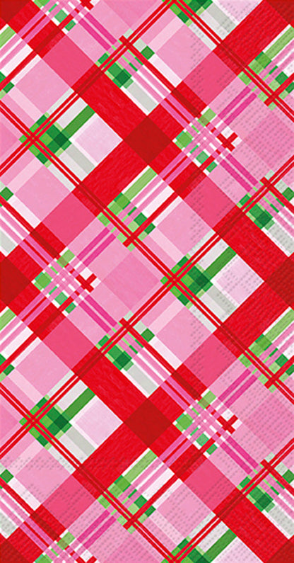 long rectangle Pink Plaid Paper Napkins