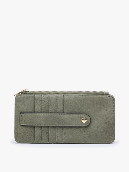 greyish green Saige Slim Card Holder Wallet
