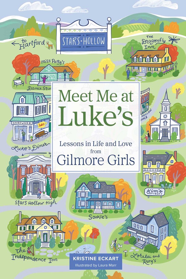 bookcover featuring the popular buildings from the tv show Gilmore Girls