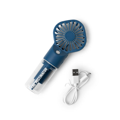 blue Mistinator 2-in-1 Rechargeable Water Fan with charging cord