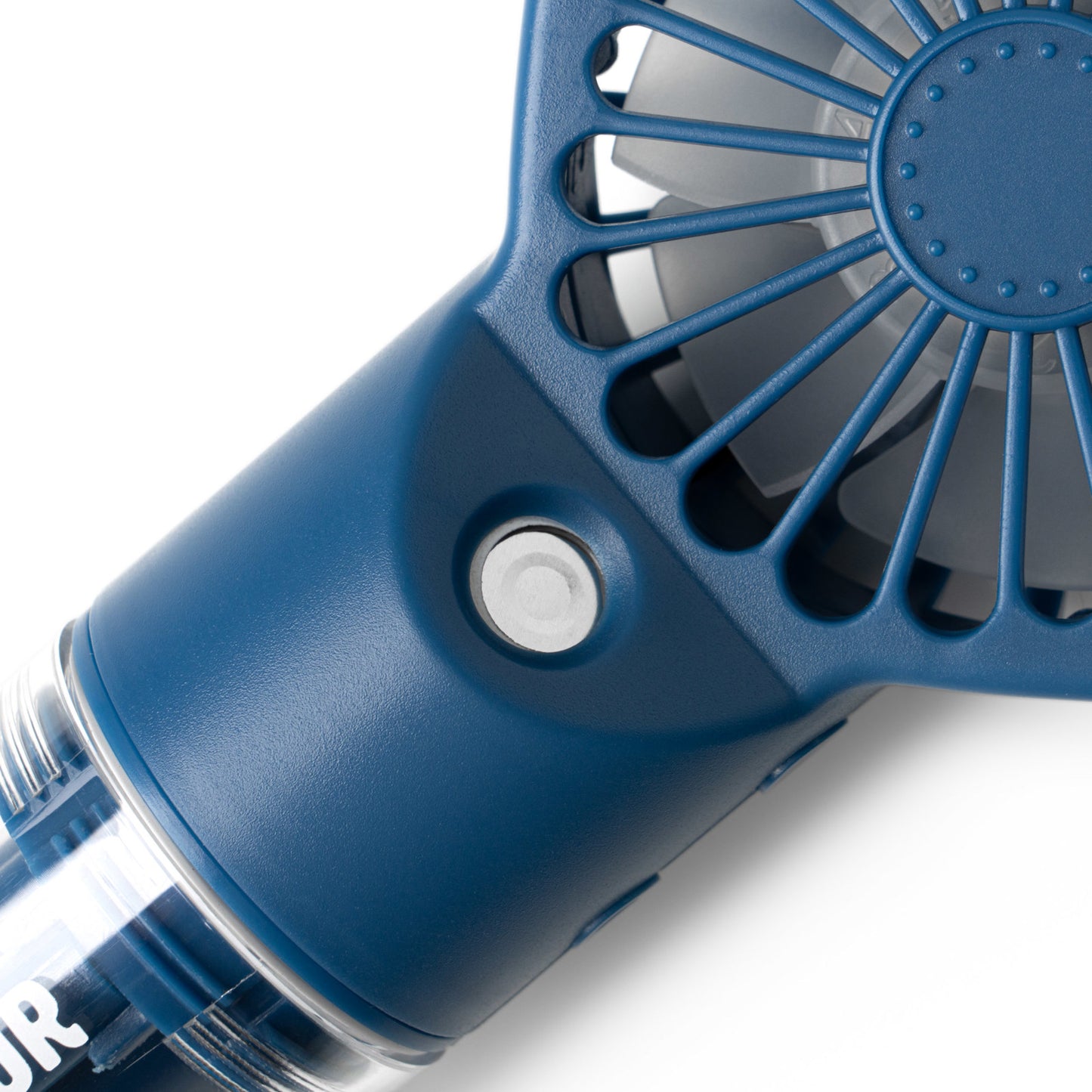 close-up of blue Mistinator 2-in-1 Rechargeable Water Fan