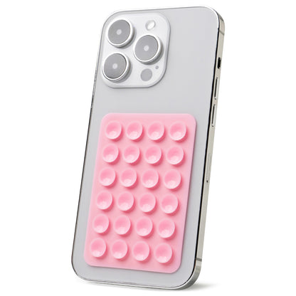 pink Tentacle Tech Suction Phone Mount stuck on back of phone