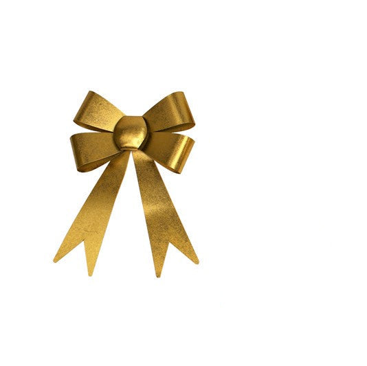 medium sized gold metal bow shown on a white background