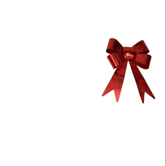smallest red metal bow shown on a white background
