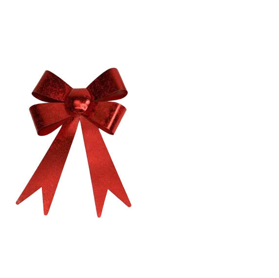medium sized red metal bow shown on a white background