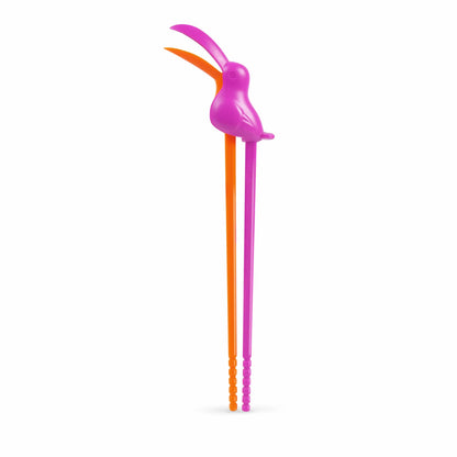 pink and orange toucan chopsticks closed.