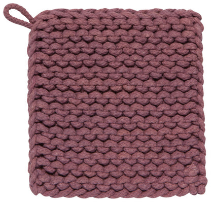 ash plum knit potholder on a white background