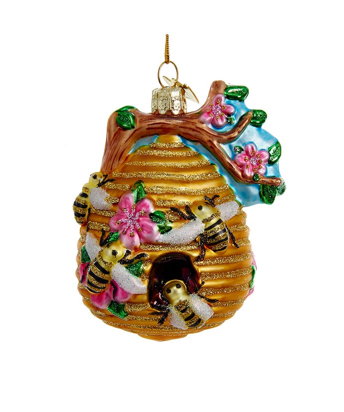 noble gems beehive glass ornament displayed against a white background