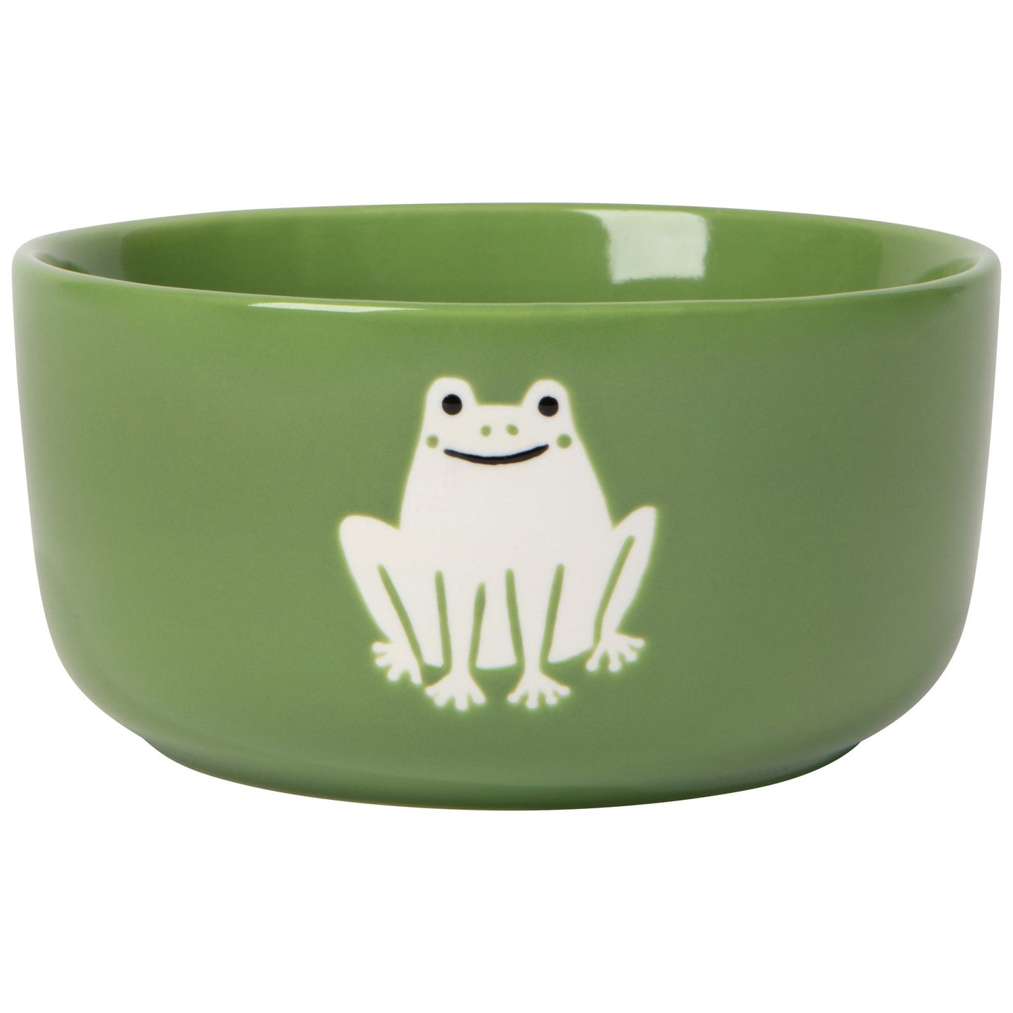 green bowl with a white frog on it