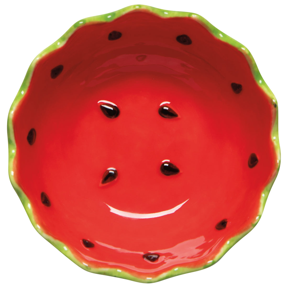top view of red watermelon slice bowl