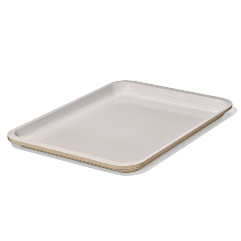 angled view of the OXO metal and ceramic jellyroll pan