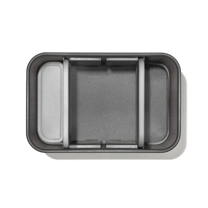 top view of empty Adjustable Stainless Steel Utensil Holder with dividers in another configuration