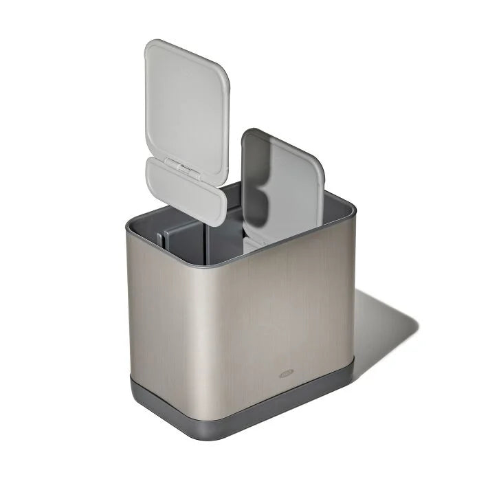 Adjustable Stainless Steel Utensil Holder with dividers partially in it