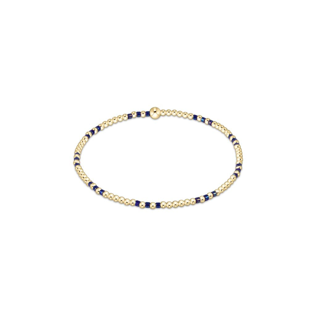 Hope Joy Pattern 2mm Bead Bracelet, Blue Metallic