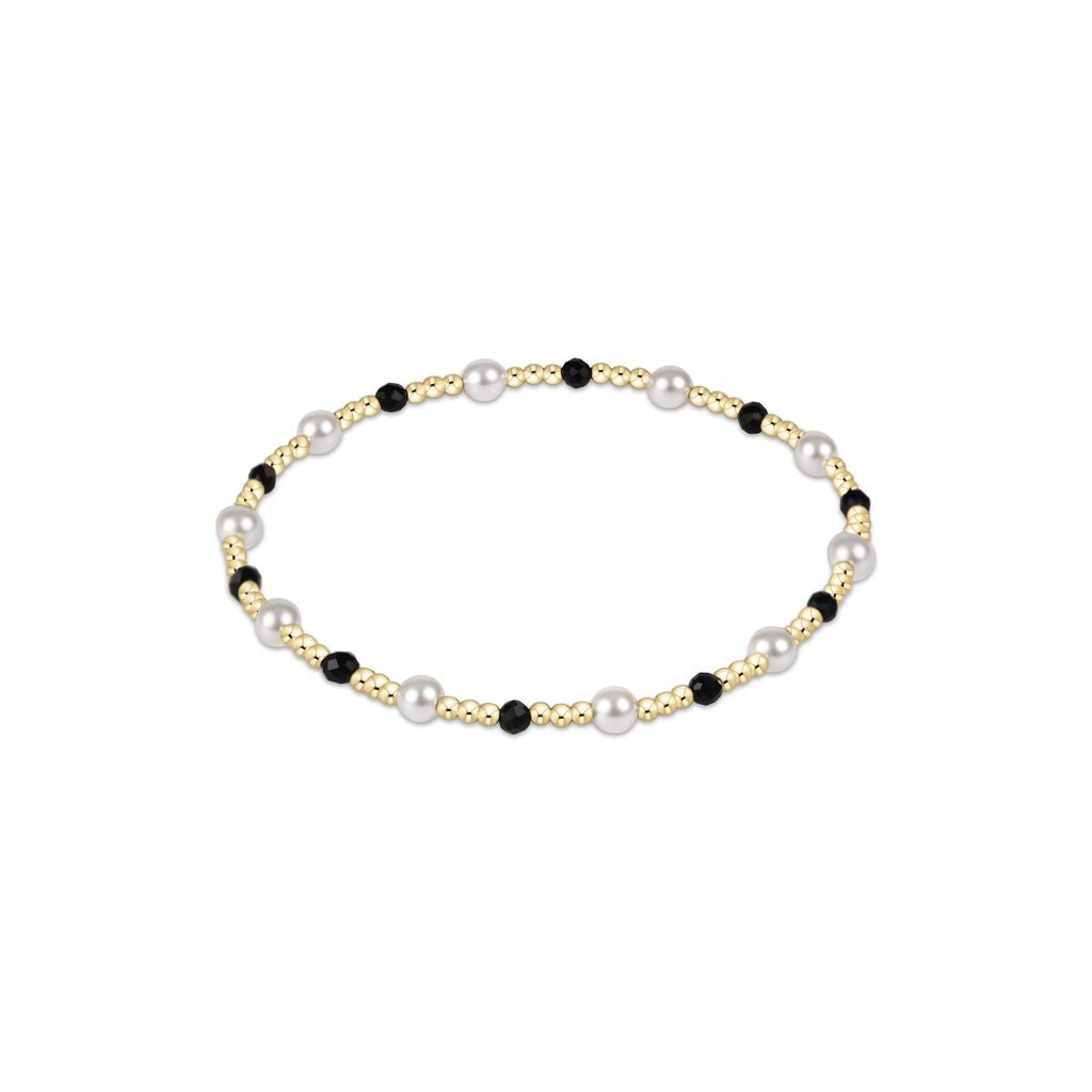 Pearl Sincerity Pattern 4mm Bead Bracelet, Faceted Onyx
