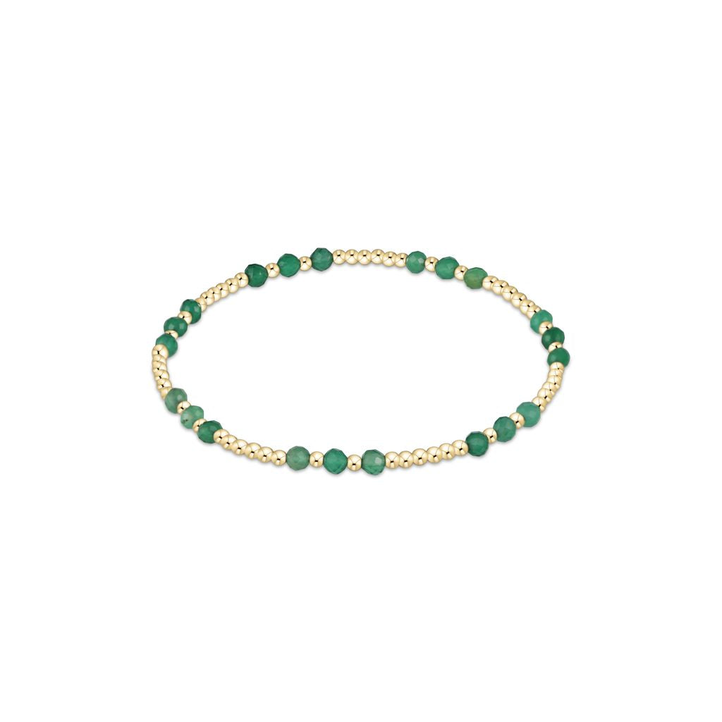 Gemstone Gold Joy Pattern 3mm Bead Bracelet, Green Onxy