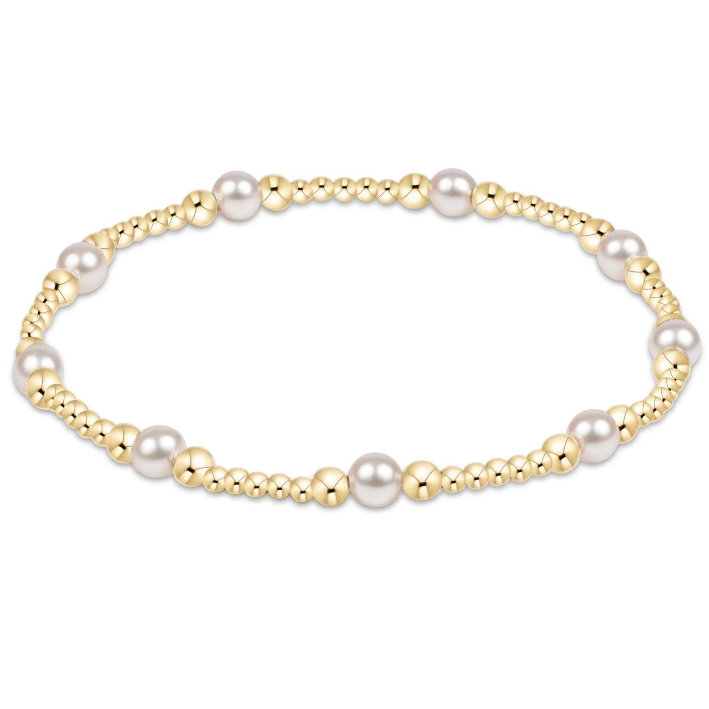 Classic Purpose Pattern 4mm Bead Bracelet, Pearl