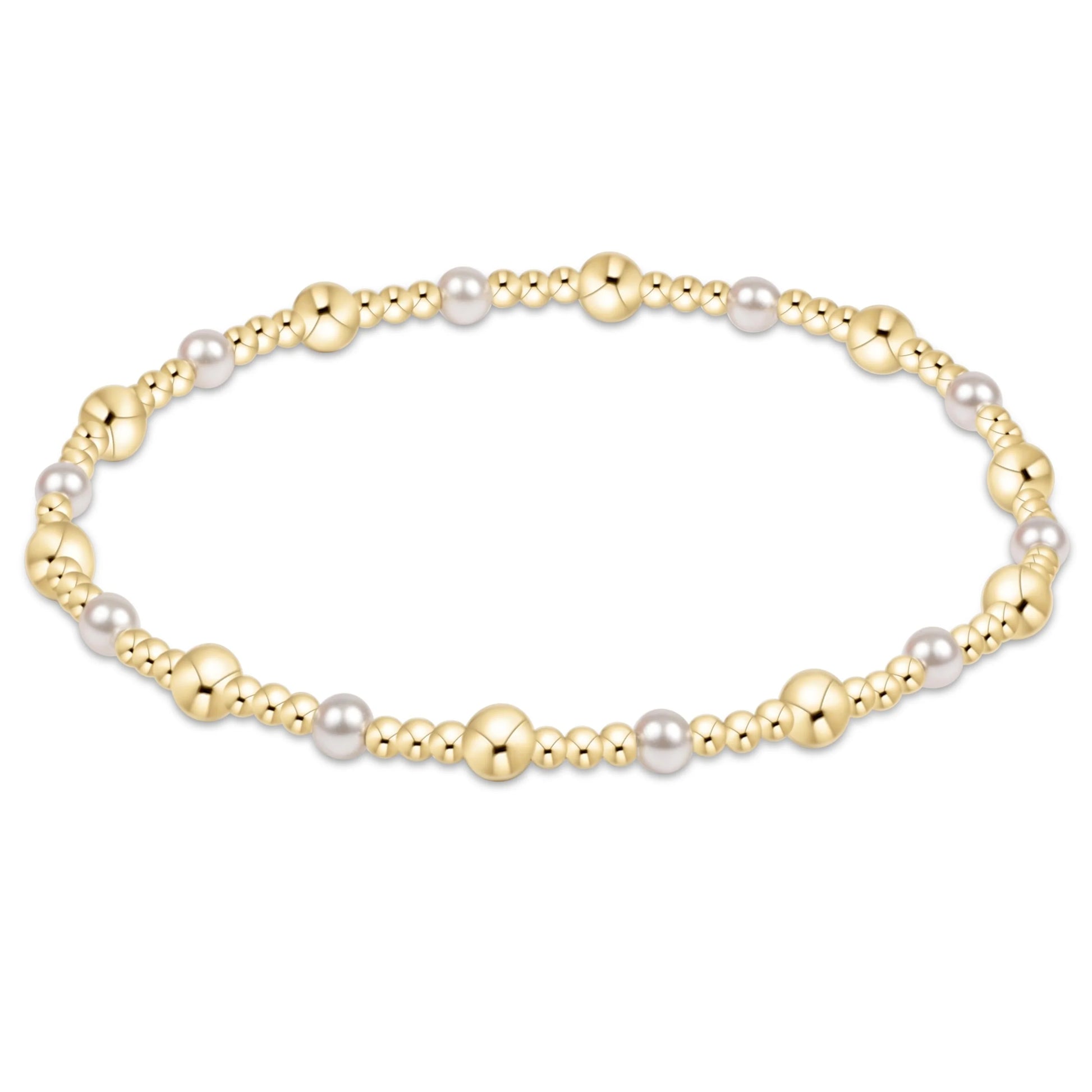 Dignity Sincerity Pattern 4mm Bead Bracelet, Pearl