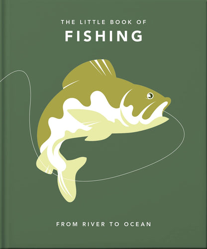 front cover of book is green with illustration of a fish on a fishing line, title of book in cream