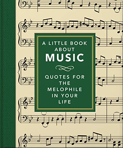 front cover of book has a green binder with and covered in music notes, title outlined in green