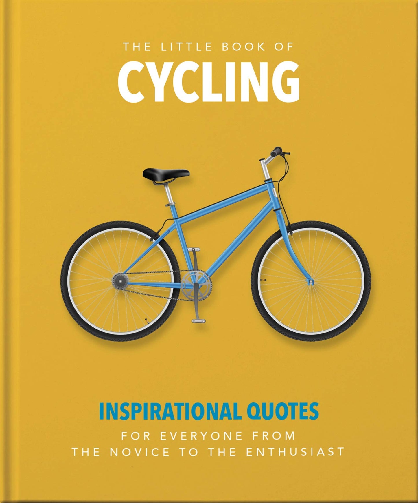 front cover of book is yellow with a blue bicycle, title of book in white