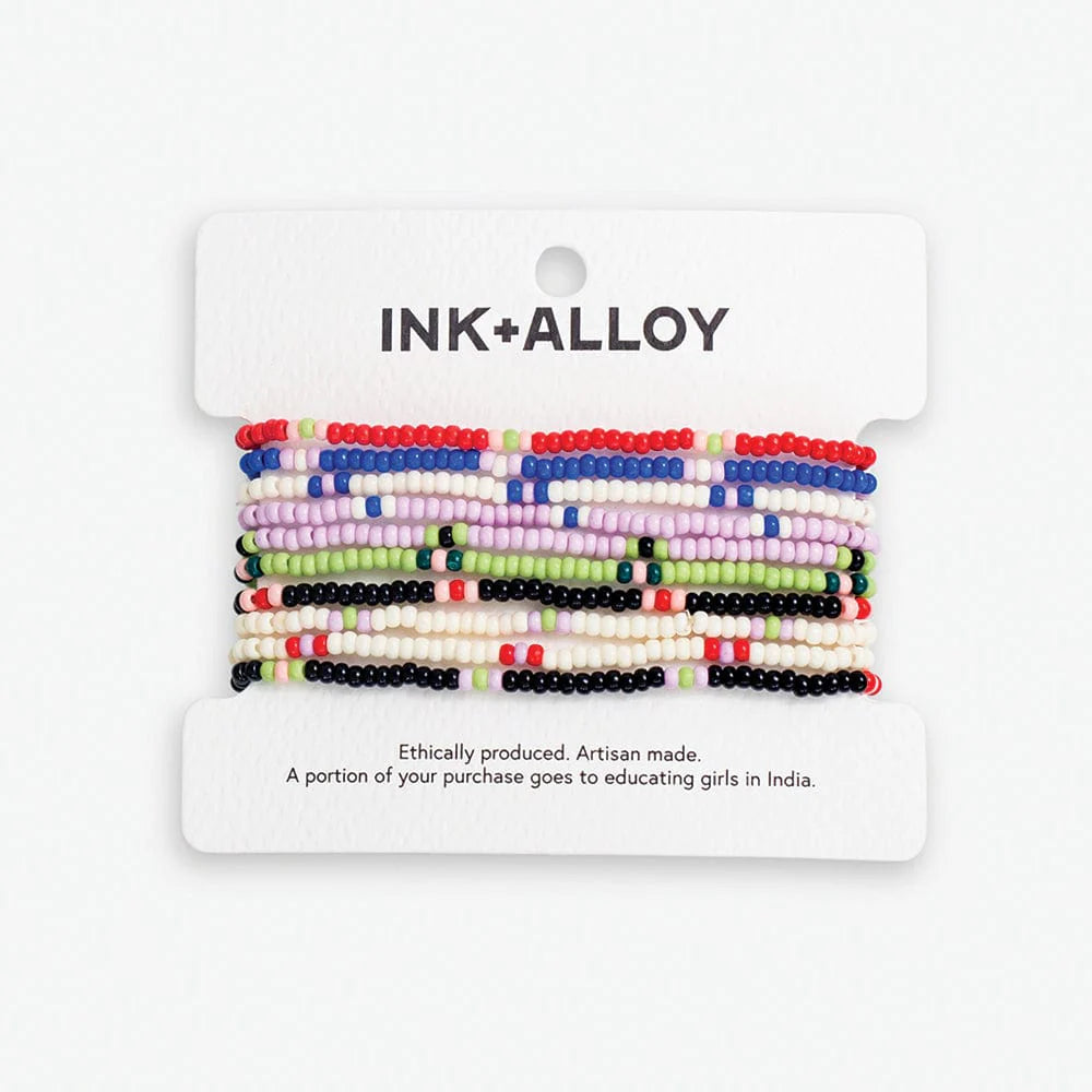 Beaded Stretch Bracelet Set on card packaging