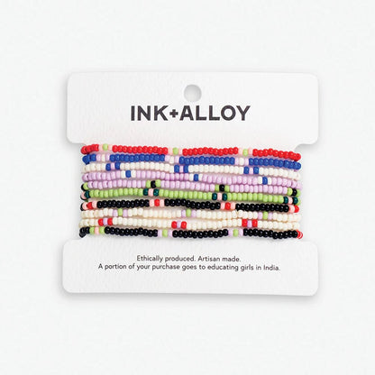 Beaded Stretch Bracelet Set on card packaging