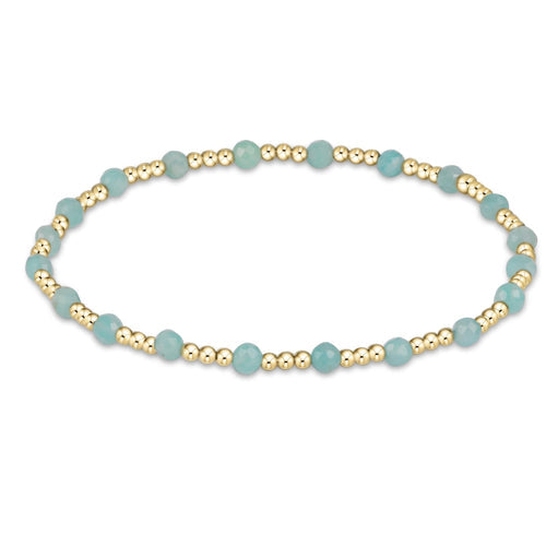 Gemstone Gold Sincerity Pattern 3mm Bead Bracelet, Amazonite